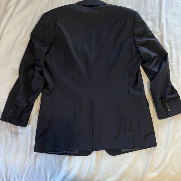 Reda Super 100's Italian Made Navy Blue Plaid Suit Jacket | Size 40 - Picture 9 of 10